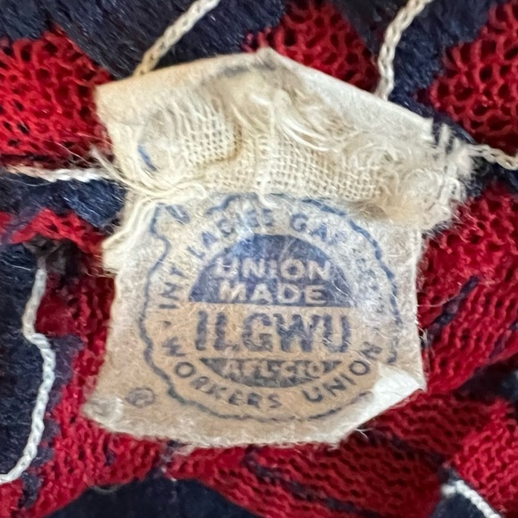 VINTAGE 1970s Mini Dress A-Line Back Zip Red Navy Vtg 70s Union Made - Picture 10 of 11